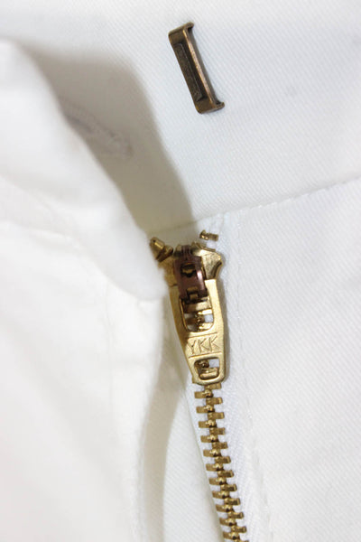 J Crew Womens Chino Shorts White Zip 97% Cotton Size 4