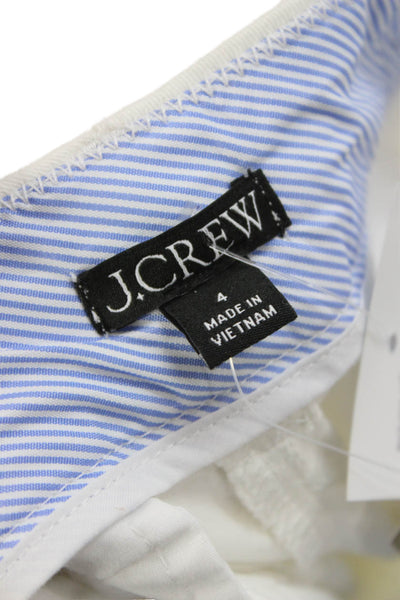 J Crew Womens Chino Shorts White Zip 97% Cotton Size 4