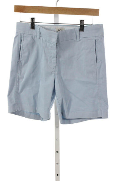 J Crew Womens Chino Shorts Blue Button 97% Cotton Solid Summer Size 2