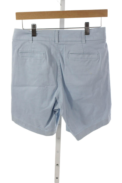 J Crew Womens Chino Shorts Blue Button 97% Cotton Solid Summer Size 2