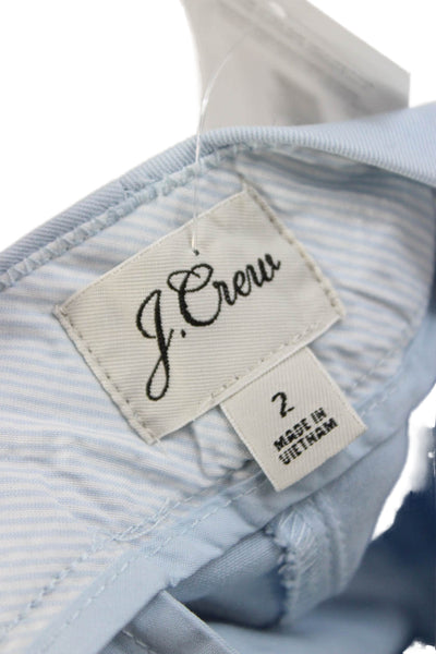 J Crew Womens Chino Shorts Blue Button 97% Cotton Solid Summer Size 2
