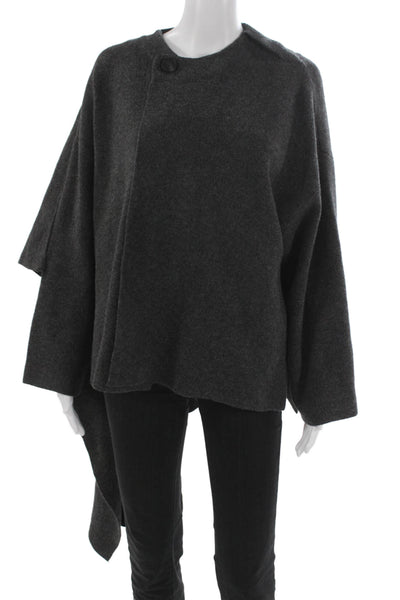 Zara Women Blouse Cape Gray Button Long Sleeve Size S