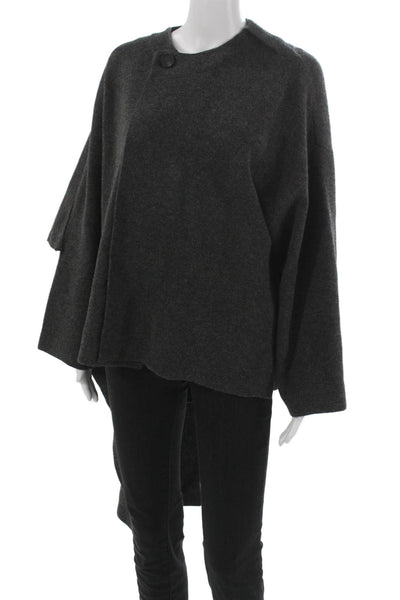 Zara Women Blouse Cape Gray Button Long Sleeve Size S