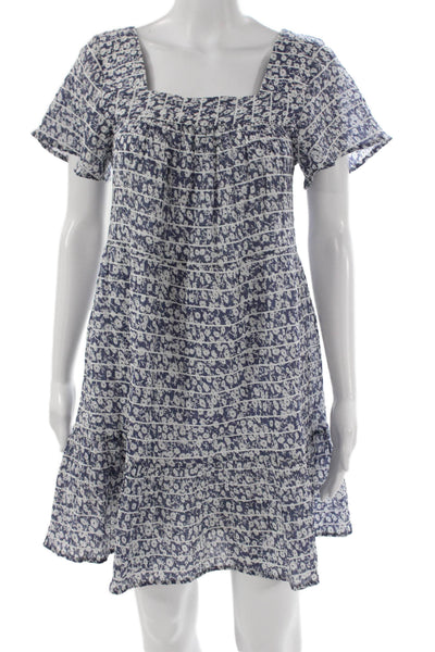 Rails Womens Blue Floral Shift Dress Short Sleeve Square Neck Size XS