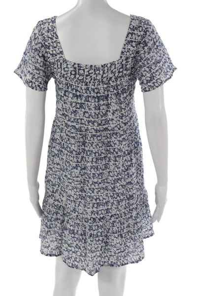 Rails Womens Blue Floral Shift Dress Short Sleeve Square Neck Size XS