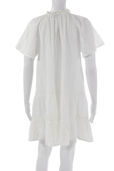 J Crew Womens Trapeze Swing Dress White V Neck Short Sleeve Size XS