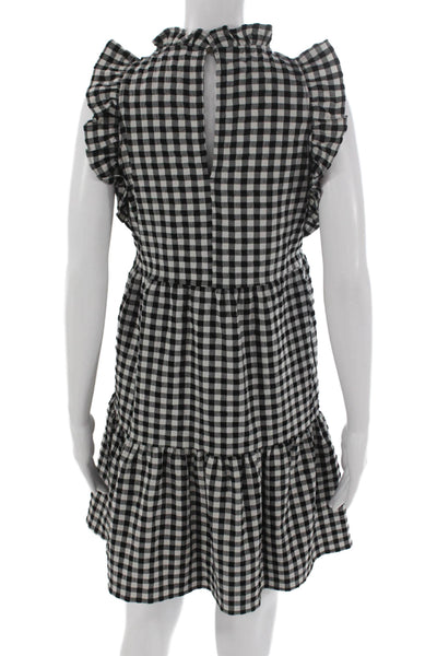 Maeve Anthropologie Women Black Gingham Shift Dress Sleeveless Size XS