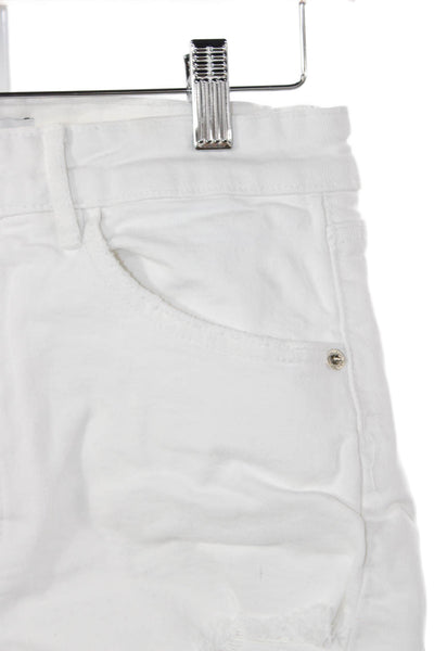 Zara Women Cut-Off White Cotton Shorts Button Size 8