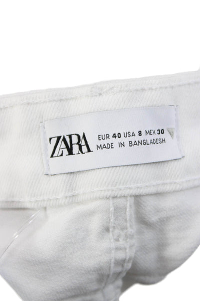 Zara Women Cut-Off White Cotton Shorts Button Size 8