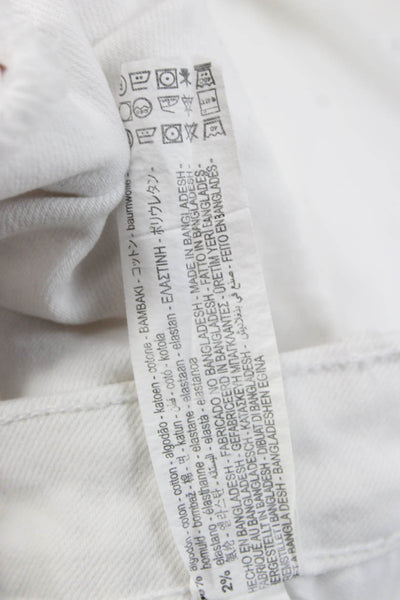 Zara Women Cut-Off White Cotton Shorts Button Size 8