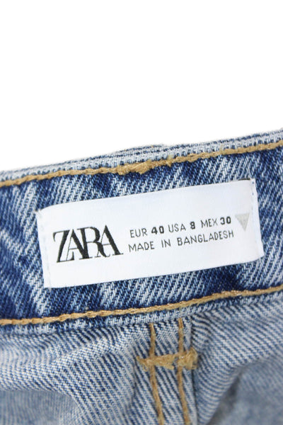 Zara Women Cut-Off Blue Cotton Shorts Size 8