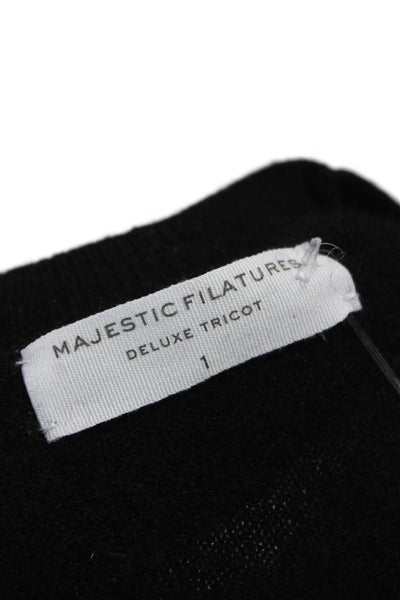 Majestic Filatures Women Pullover Cashmere Sweater Black Size 1