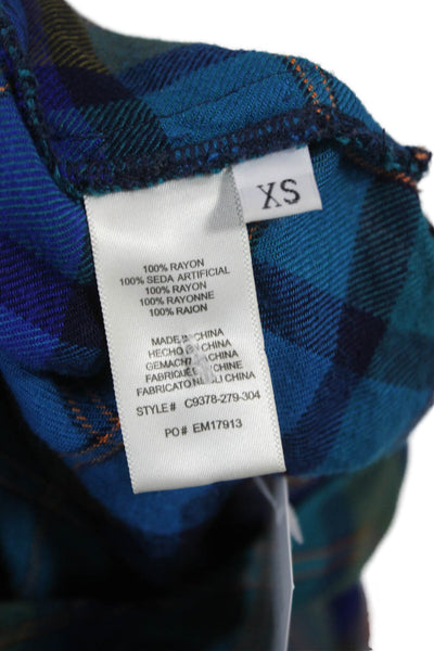 Cloth and Stone Women Plaid Rayon Collared Button-Up Top Long Sleeve Size XS