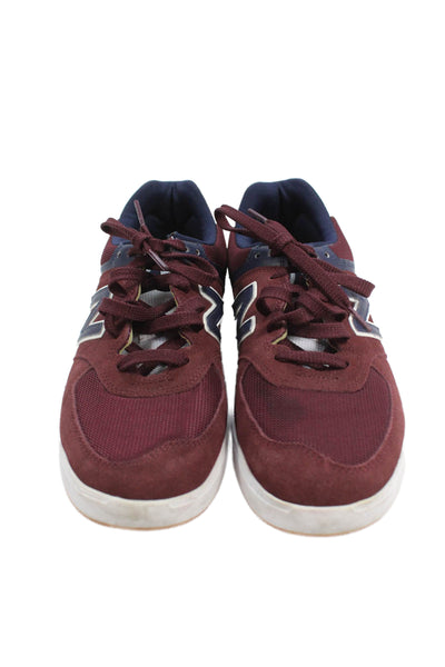 New Balance Mens 574 Low Top Sneakers Burgundy Red Navy Blue Size 10