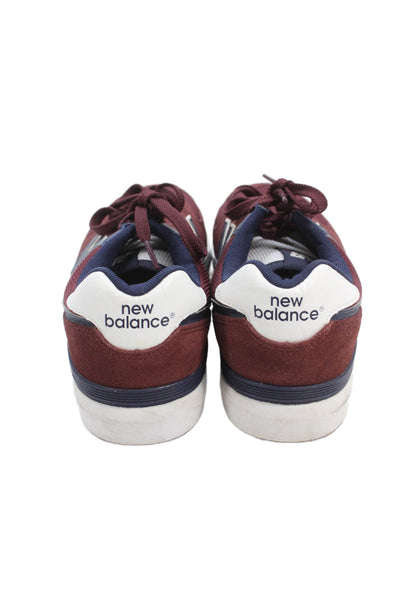 New Balance Mens 574 Low Top Sneakers Burgundy Red Navy Blue Size 10