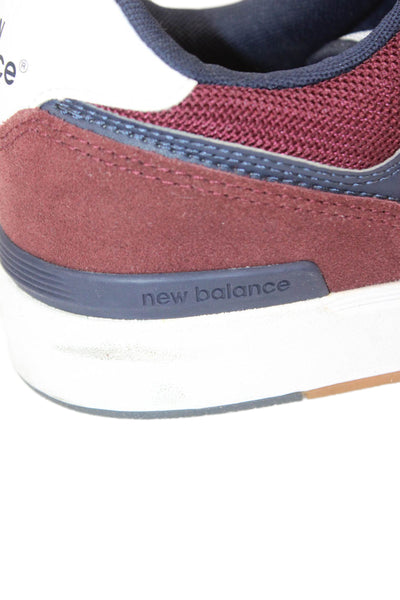 New Balance Mens 574 Low Top Sneakers Burgundy Red Navy Blue Size 10