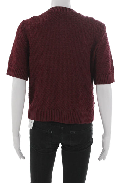 Commense Womens Red Polyester Cardigan Short Sleeve Size S