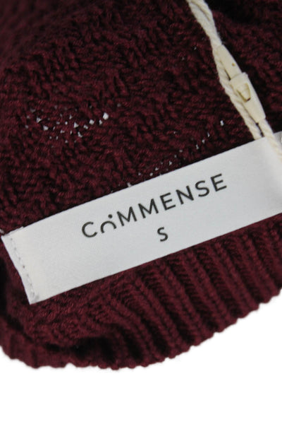 Commense Womens Red Polyester Cardigan Short Sleeve Size S