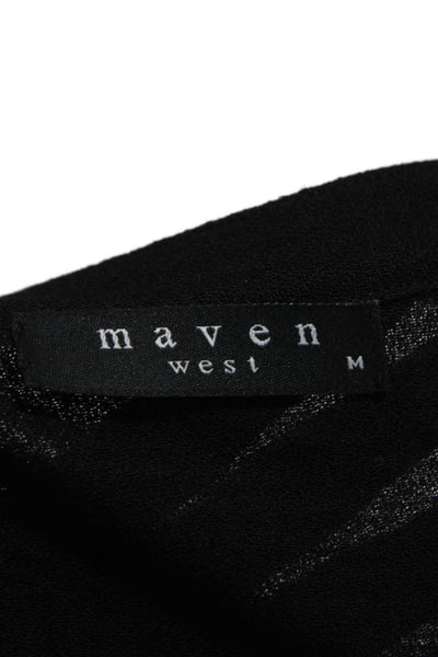 Maven West Womens Black Lace Up V-Neck Tunic Blouse 3/4 Sleeve Size M