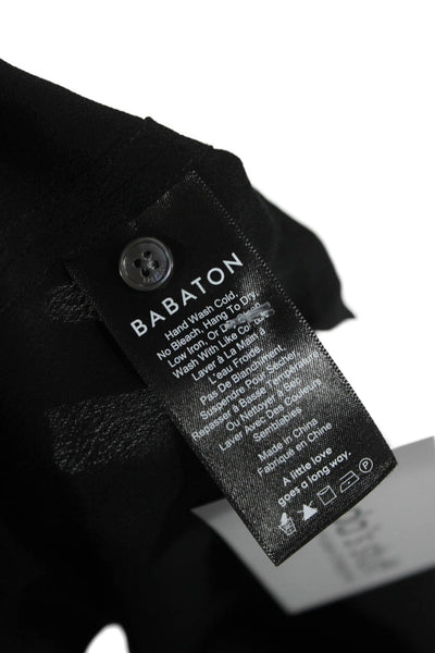 Babaton Women Basic Collared Button Up Long Sleeve Cupro Top Black Size S