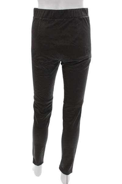 Theory Women Black Lamb Leather Ankle Leggings Size 6