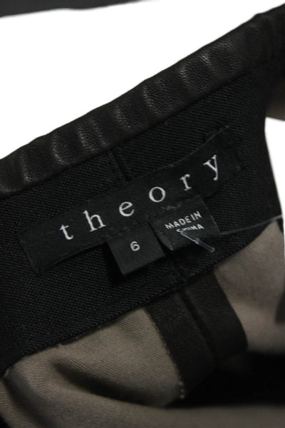 Theory Women Black Lamb Leather Ankle Leggings Size 6