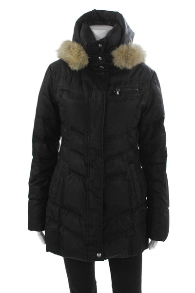Marc New York Womens Black Puffer Jacket Polyester Long Sleeve Size M