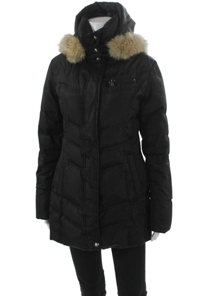 Marc New York Womens Black Puffer Jacket Polyester Long Sleeve Size M