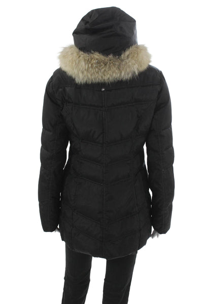 Marc New York Womens Black Puffer Jacket Polyester Long Sleeve Size M