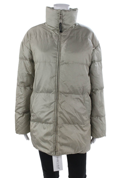 Bogner Womens Puffer Jacket Beige Zip Size 6
