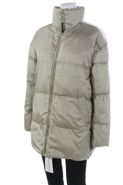 Bogner Womens Puffer Jacket Beige Zip Size 6