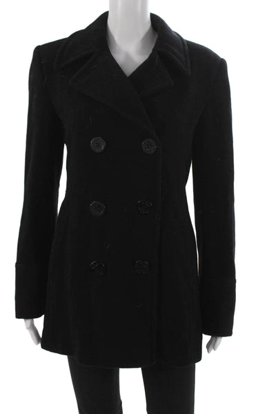 Steve by Searle Womens Black Pea Coat 70% Wool Cashmere Blend Size 4