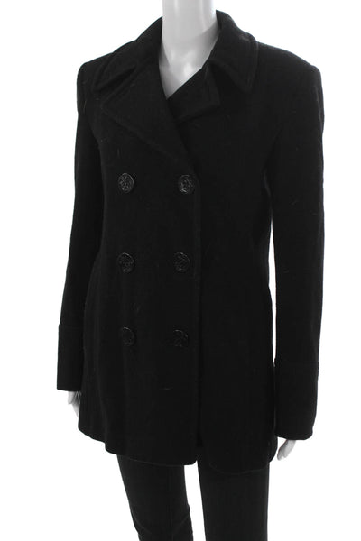 Steve by Searle Womens Black Pea Coat 70% Wool Cashmere Blend Size 4