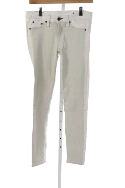 Rag & Bone Womens Skinny White Jeans Mid Rise Button Fly Cotton Blend Size 28