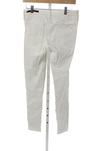 Rag & Bone Womens Skinny White Jeans Mid Rise Button Fly Cotton Blend Size 28
