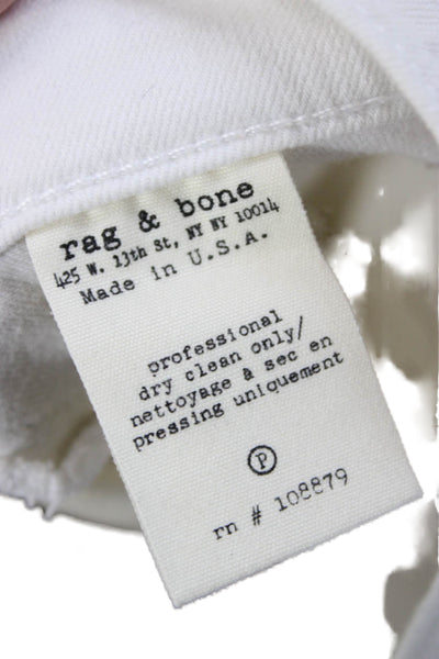 Rag & Bone Womens Skinny White Jeans Mid Rise Button Fly Cotton Blend Size 28