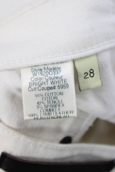 Rag & Bone Womens Skinny White Jeans Mid Rise Button Fly Cotton Blend Size 28