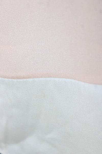 Theory Women Beige Colorblock Silk Blend Sleeveless Basic Tank Size S