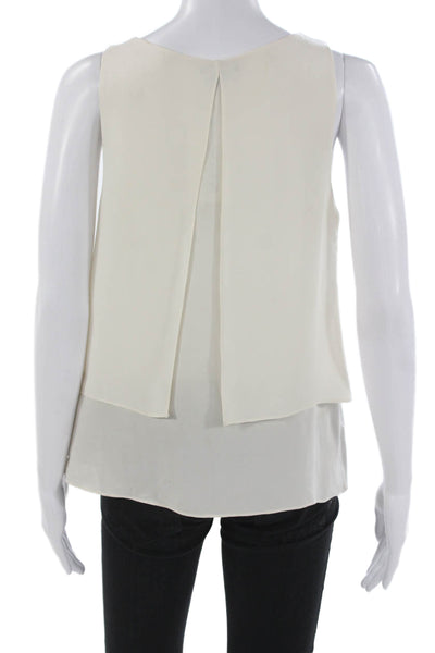 Theory Womens Silk V-Neck Sleeveless Blouse Ivory Petite Size S
