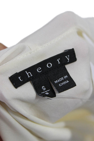 Theory Womens Silk V-Neck Sleeveless Blouse Ivory Petite Size S