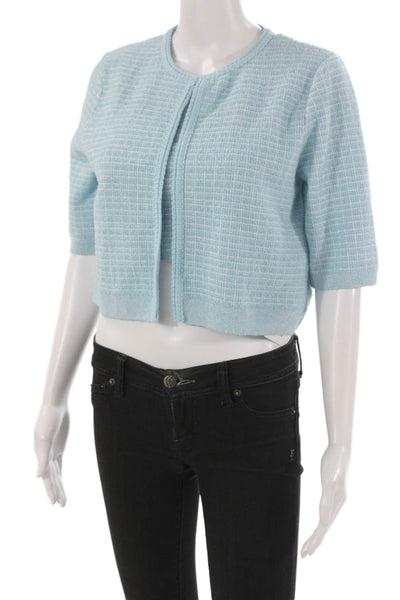 Zara Women Blouse Blue Check Round Neck Pullover 3/4 Sleeve Polyester Size M