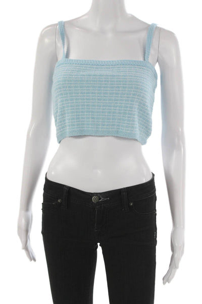 Zara Women Blouse Blue Check Round Neck Pullover 3/4 Sleeve Polyester Size M