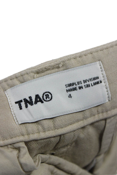 TNA Womens Beige Cotton Cargo Pants Size 4