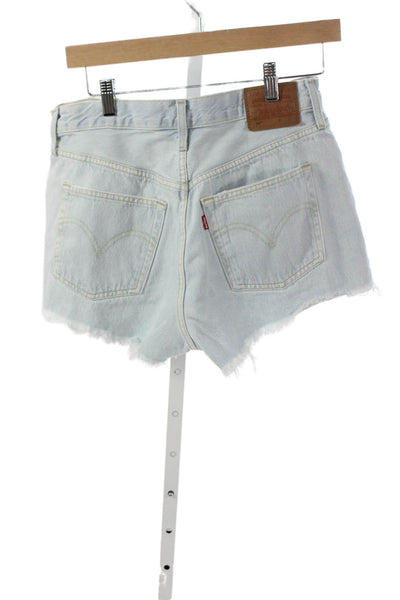 Levis Womens Cut-Off Blue Cotton Shorts Button Size 28