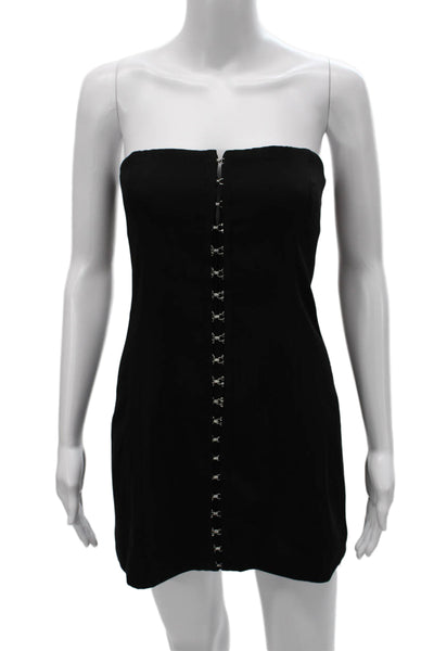 Meshki Women Black Strapless Mini Dress Hook Eye Closure Size S