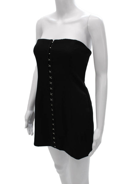 Meshki Women Black Strapless Mini Dress Hook Eye Closure Size S