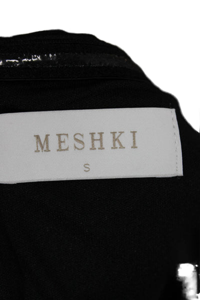 Meshki Women Black Strapless Mini Dress Hook Eye Closure Size S