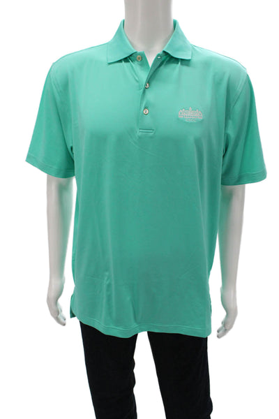Peter Millar Mens Polo Green Short Sleeve Collared Polyester Size M