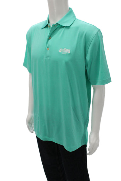 Peter Millar Mens Polo Green Short Sleeve Collared Polyester Size M