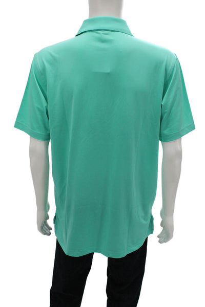 Peter Millar Mens Polo Green Short Sleeve Collared Polyester Size M